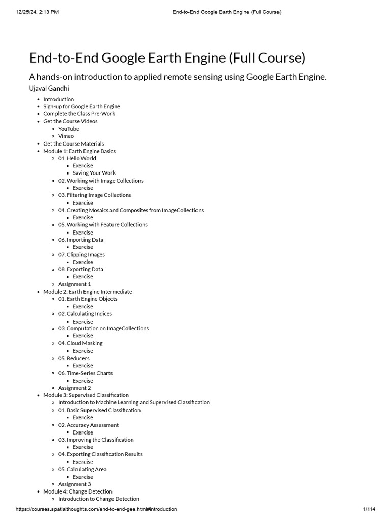 End-To-End Google Earth Engine (Full Course) - PNQ | PDF | Java Script ...