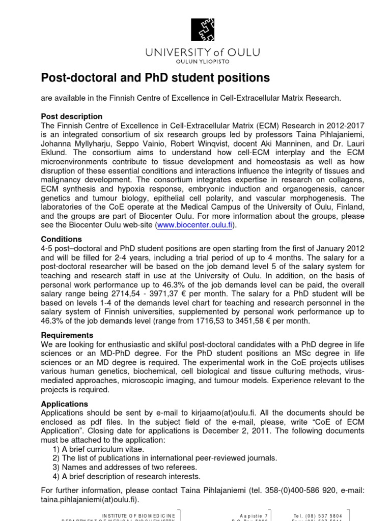 CoE Post-Doctoral Positions | PDF | Doctor Of Philosophy ...