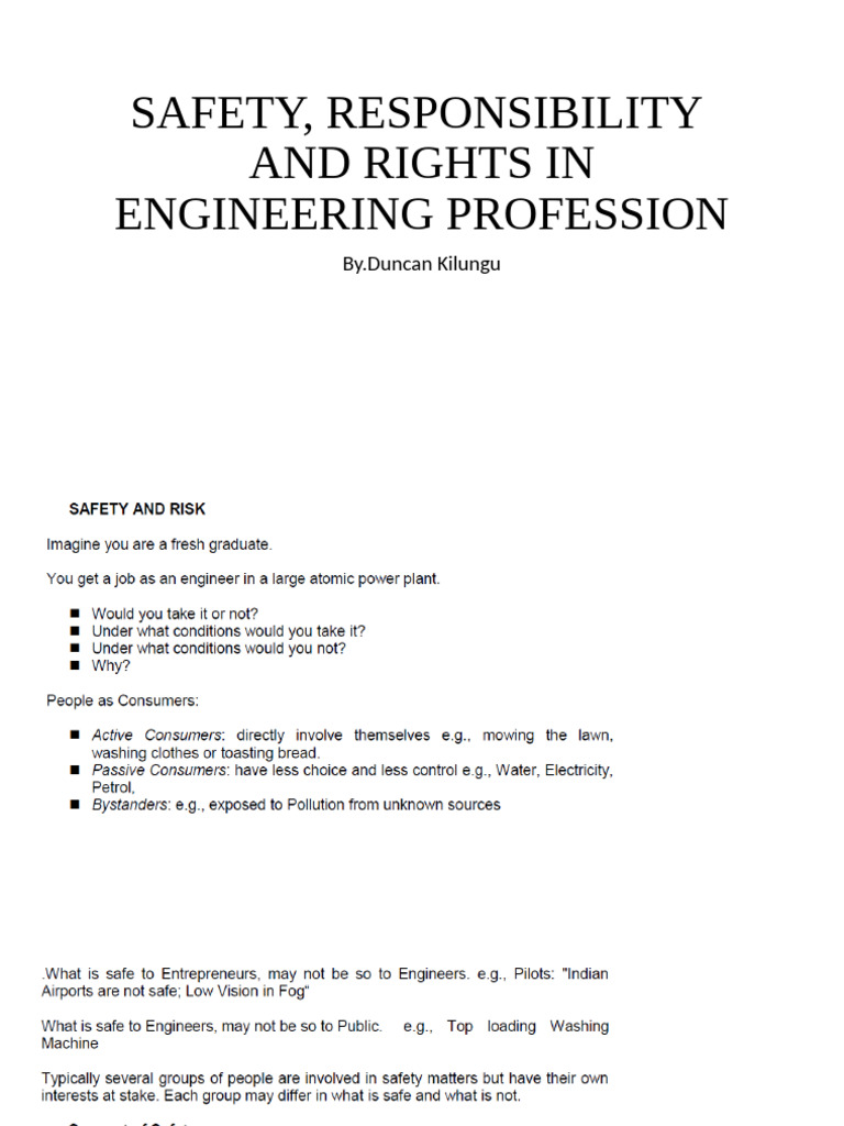 Safety, Responsibility and Rights in Engineering Profession | PDF