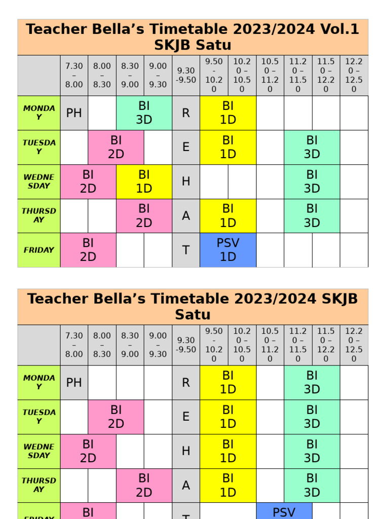 Timetable Bella 25 | PDF