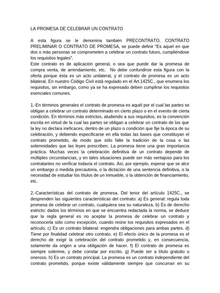 Promesa de Celebrar un Contrato | PDF