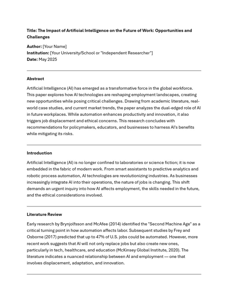 AI's Impact on Future Work: Pros & Cons | PDF | Artificial Intelligence ...