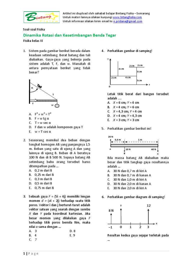Soal Dinamika Rotasi Dan Kesetimbangan PDF