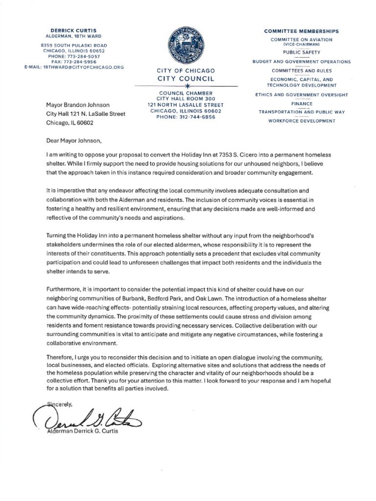 Letter On Southwest Side Migrant Shelter | PDF