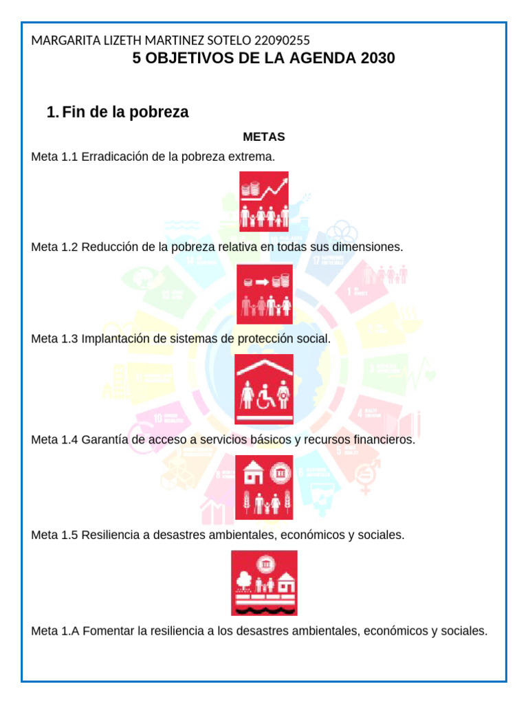5 Objetivos de La Agenda 2030 - Tarea 1 Des | PDF | Economias