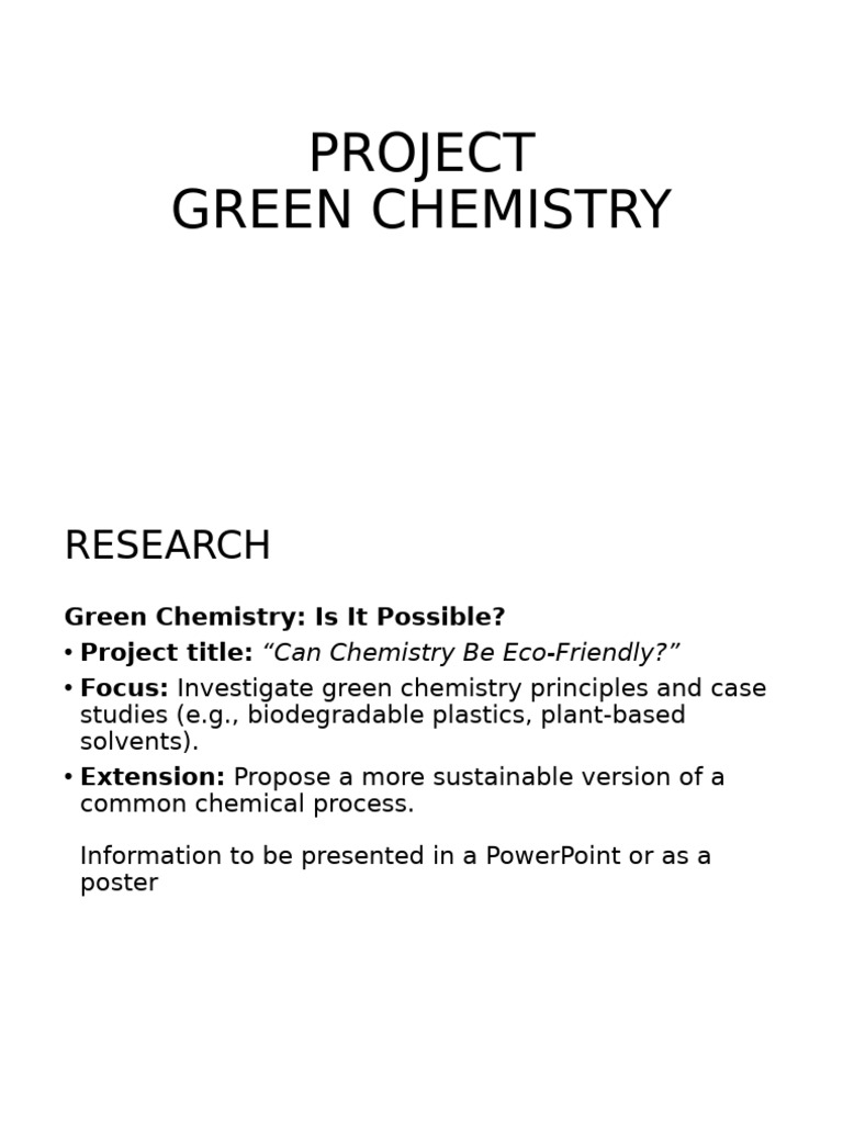 Green Chemistry Project | PDF