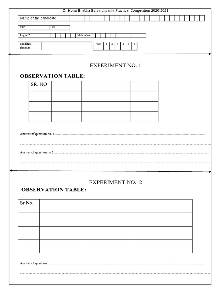 Dr. Homi Bhabha Science Competition 2021 | PDF