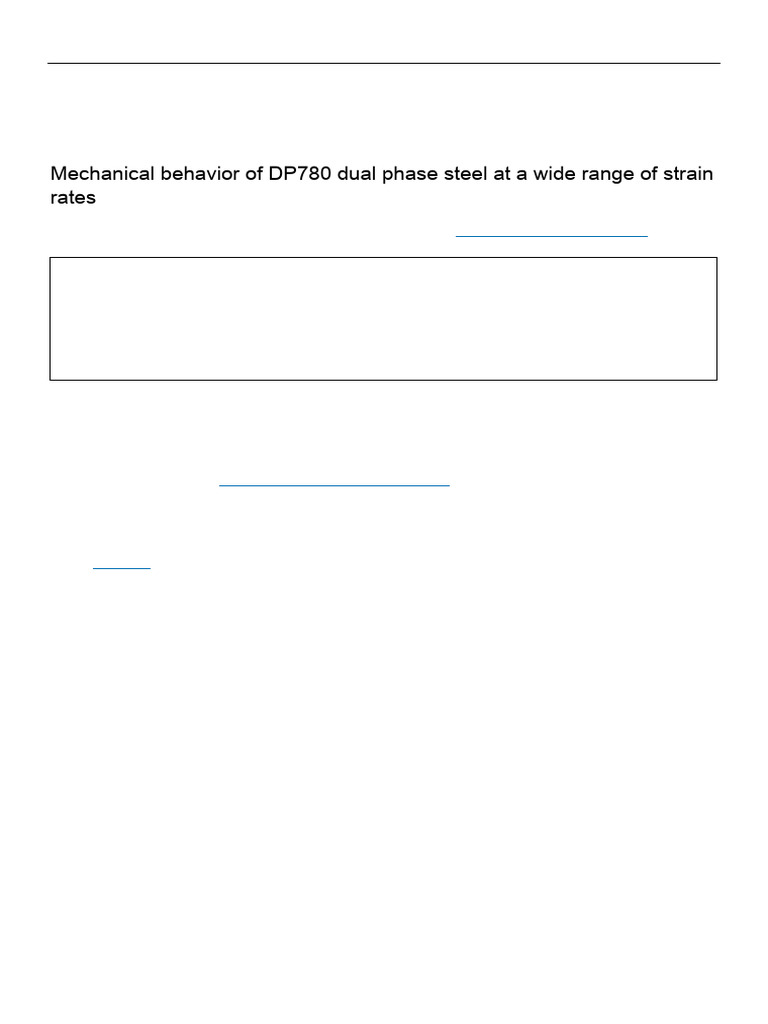 DP780 Steel Mechanical Behavior Study | PDF | Deformation (Engineering ...