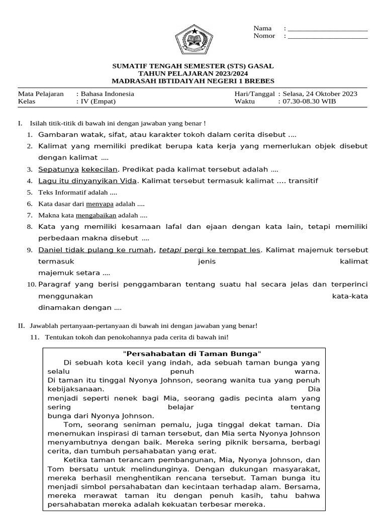 Sifat Tokoh dalam Cerita Riska | PDF