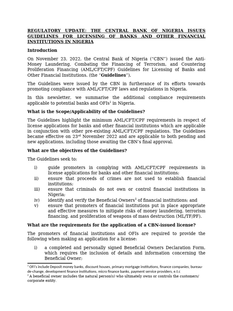 CBN GUIDELINES ON AML_CFT | PDF | Regulatory Compliance | Business