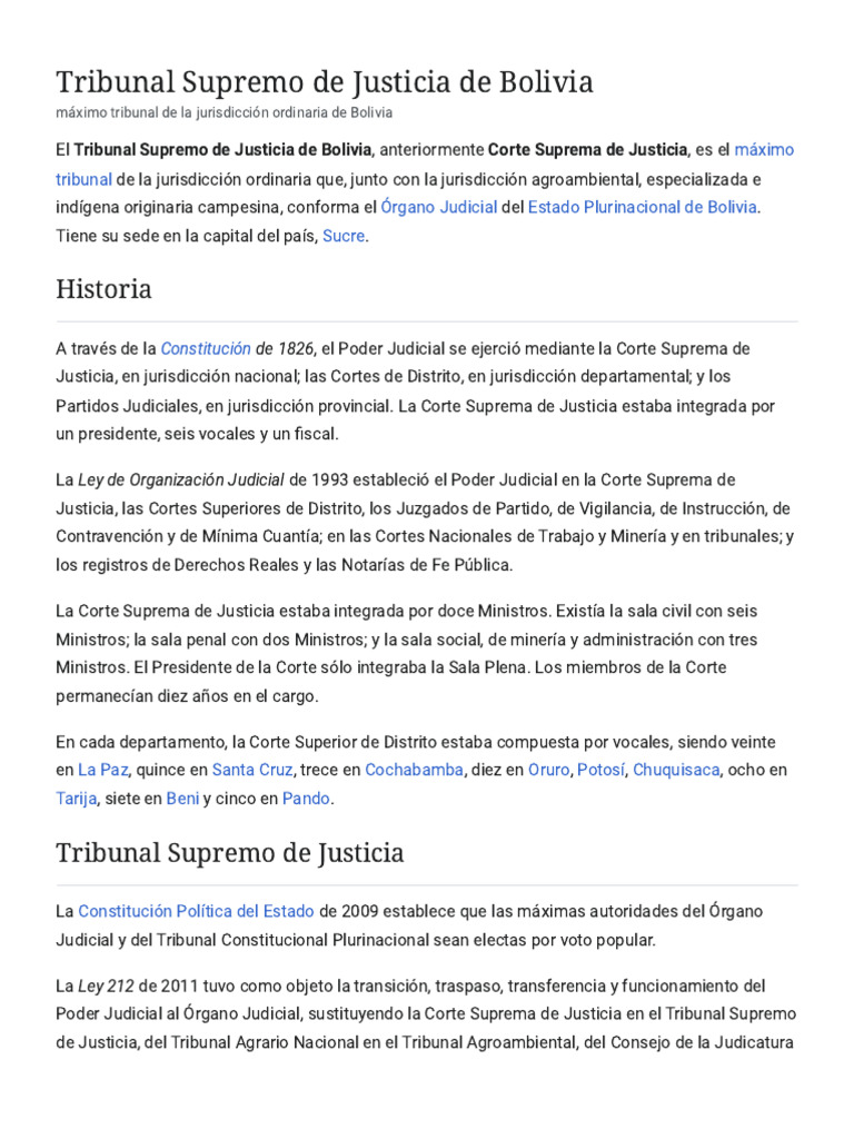 Tribunal Supremo de Justicia en Bolivia | PDF | Justicia | Crimen y ...