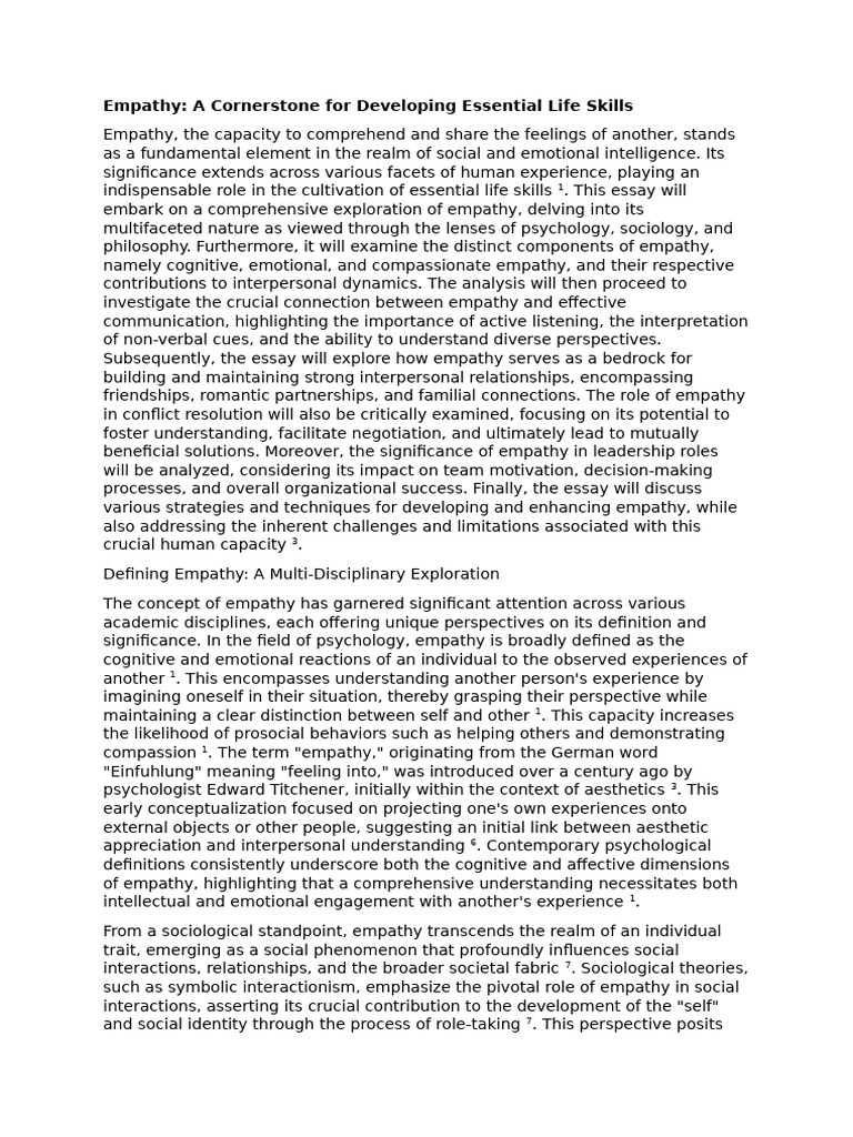 The Role of Empathy in Life Skills | PDF | Empathy | Nonverbal ...