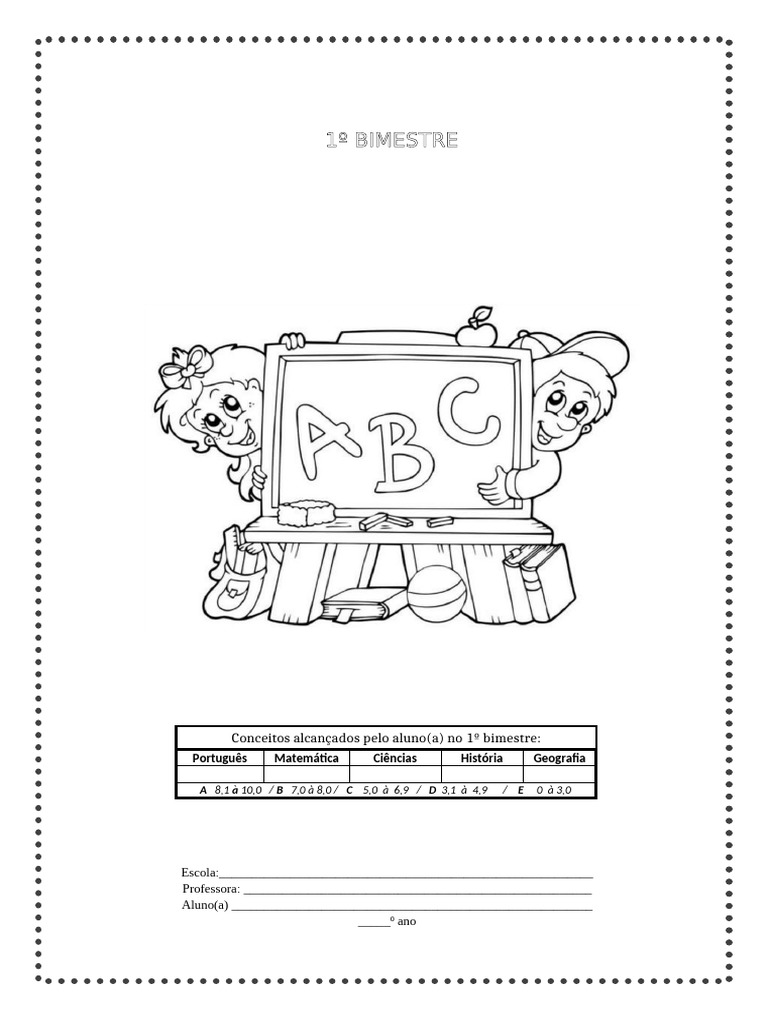 Capa para Avaliações 1º Bimestre | PDF