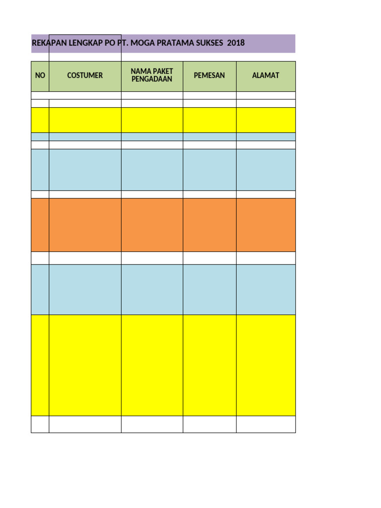 Form Rekap Po Mps 2018 | PDF