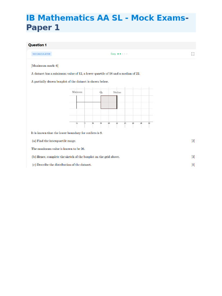 IB Mathematics AA SL Mock Exam | PDF