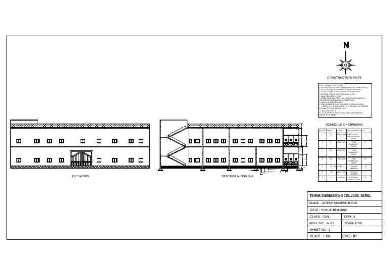 Jayesh Public Build Elevation and Section | PDF | Door | Building ...