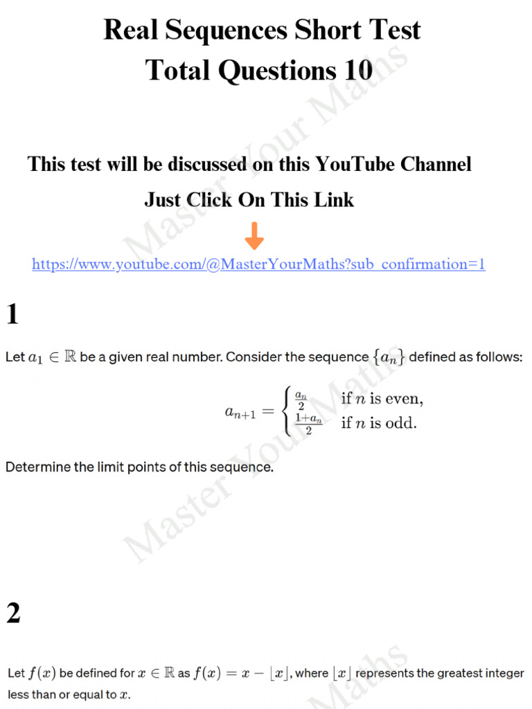 Real Sequences Test 2 | PDF