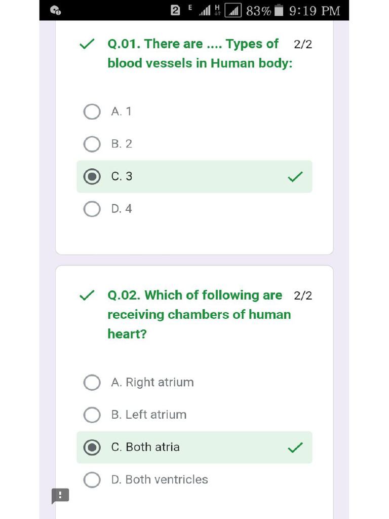 Circulatory System Test M.C.Q.S | PDF