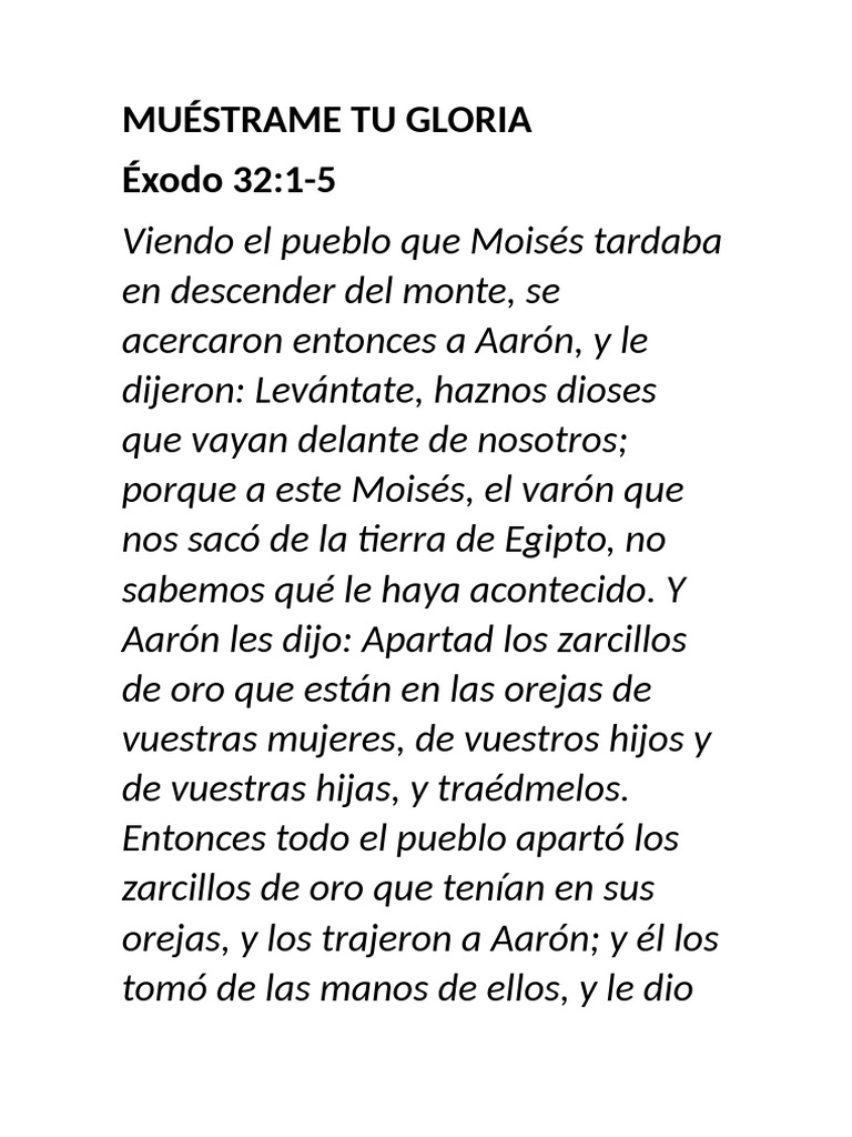 Muéstrame Tu Gloria: Éxodo 32-34 | PDF | Libro del éxodo | Moisés