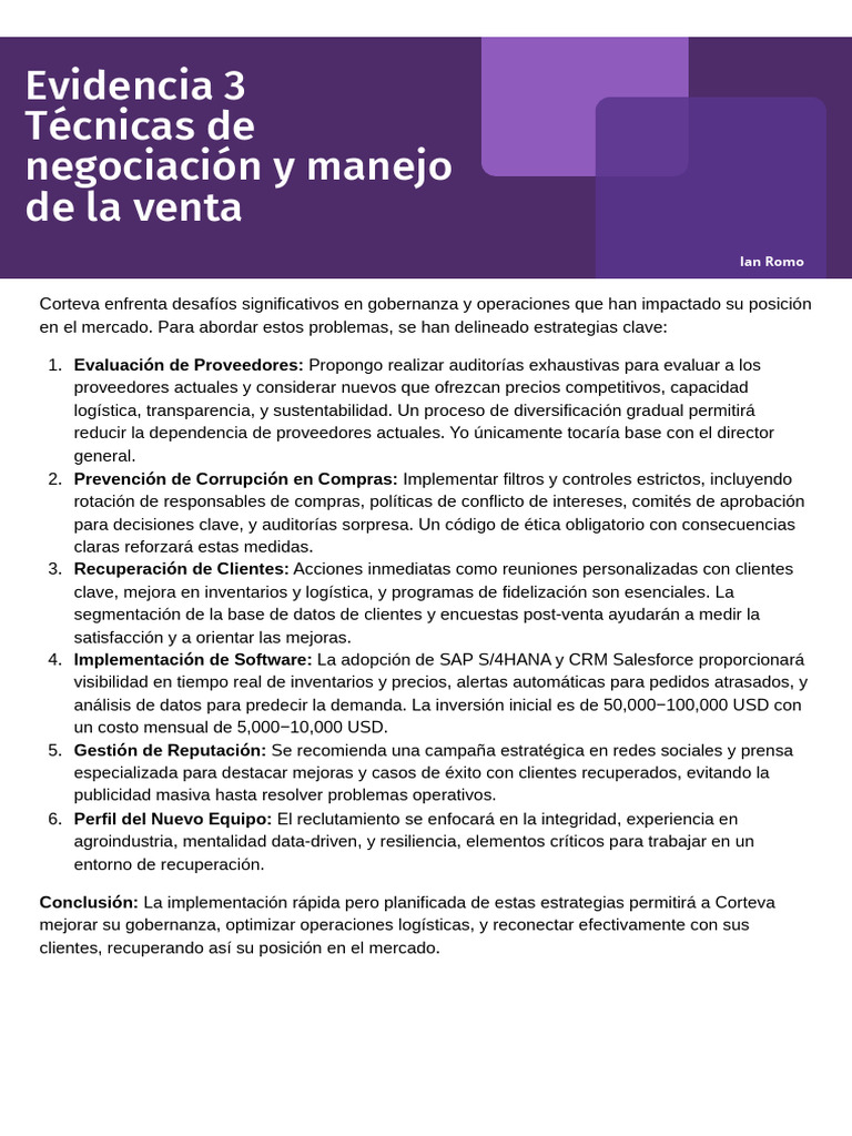 Evidencia 3 Técnicas de Negociación | PDF