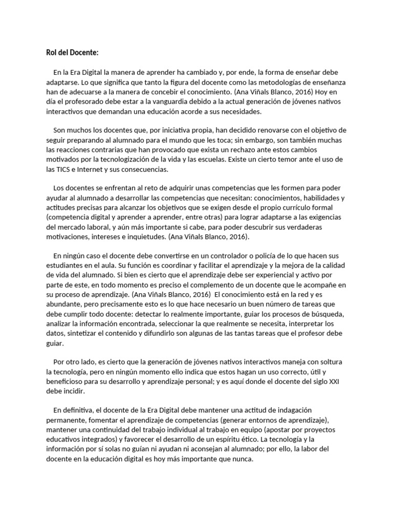 Rol del Docente en la Educación Digital | PDF | Enseñando | Aprendizaje