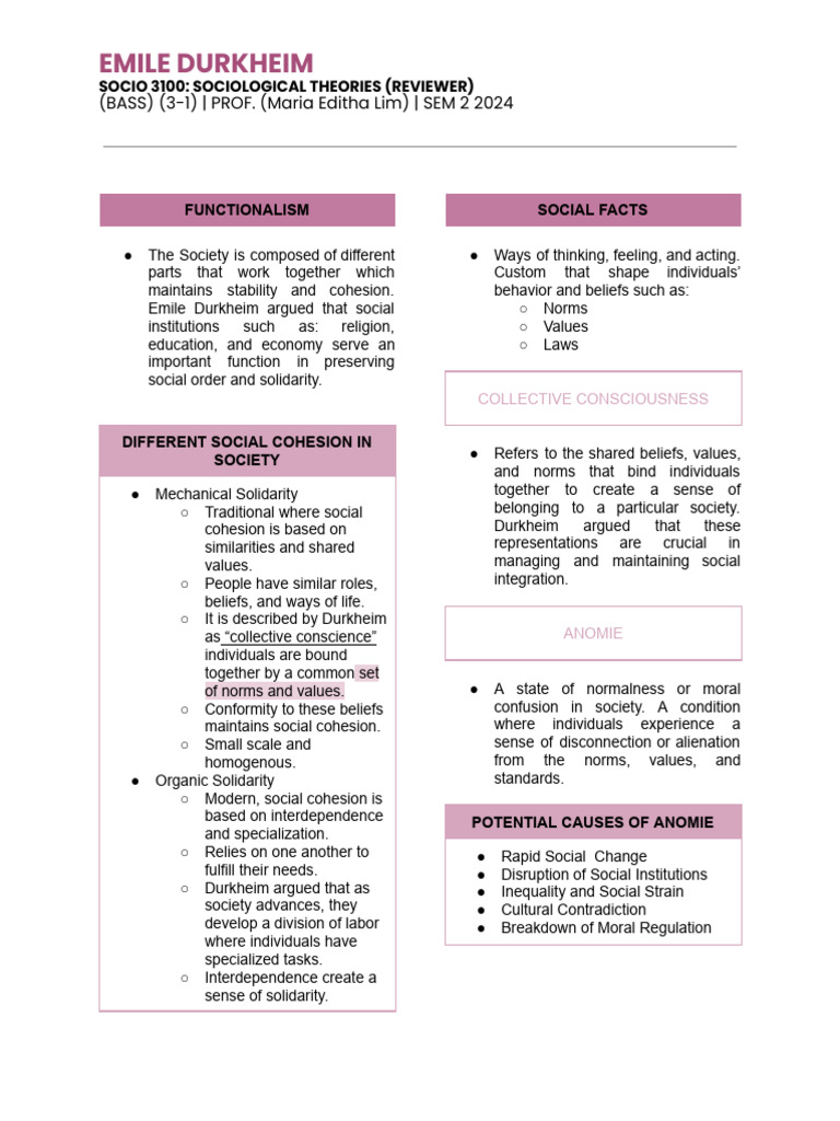Emile Durkheim's Sociological Theories | PDF | Émile Durkheim | Sociology