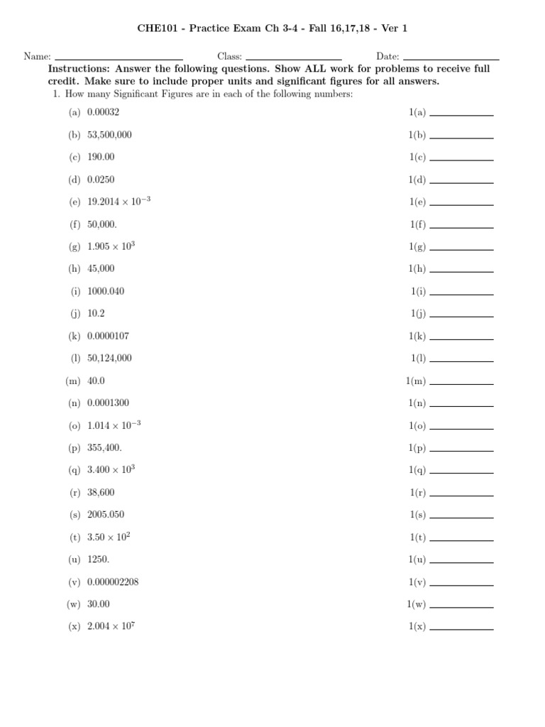 CHE101 E2 Practice F16 18 F21 | PDF | Chemical Reactions | Chlorine