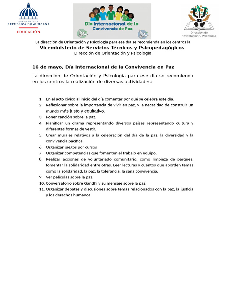 Actividades para el Día de la Paz | PDF