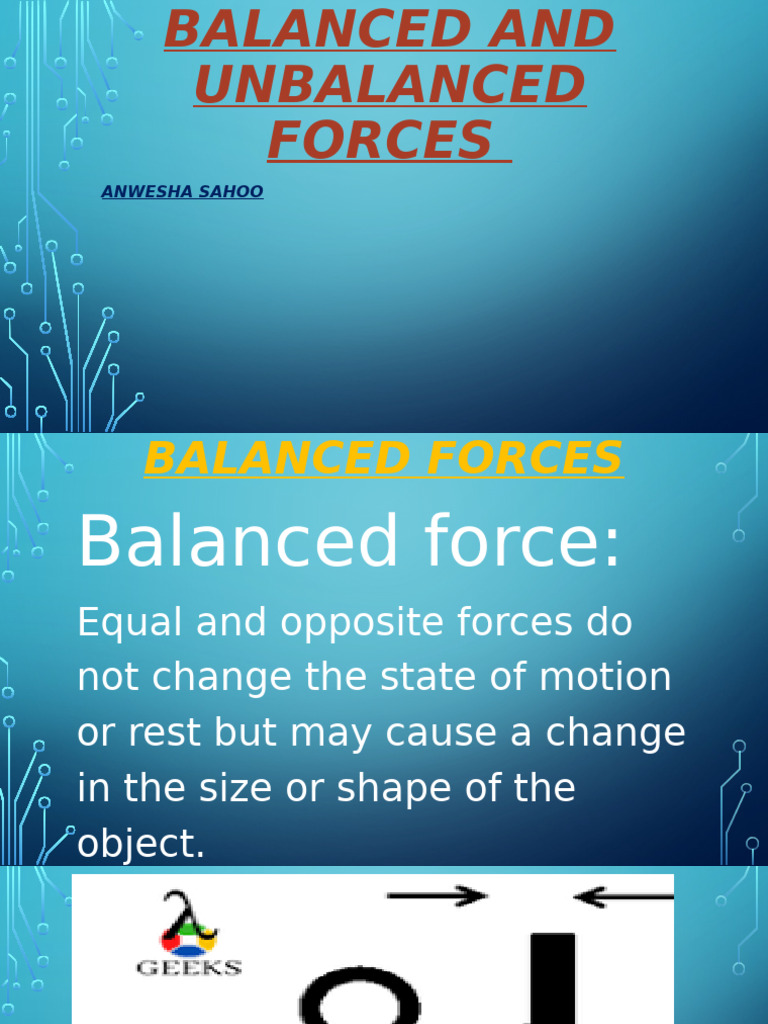 Balanced and Unbalanced Force | PDF