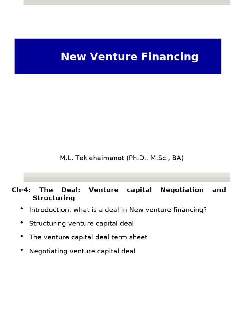 New Venture Financing Lecture Note (Ch-4) | PDF | Corporate Finance ...