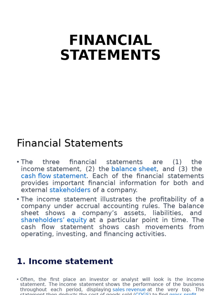Financial statements | PDF | Cash Flow Statement | Balance Sheet