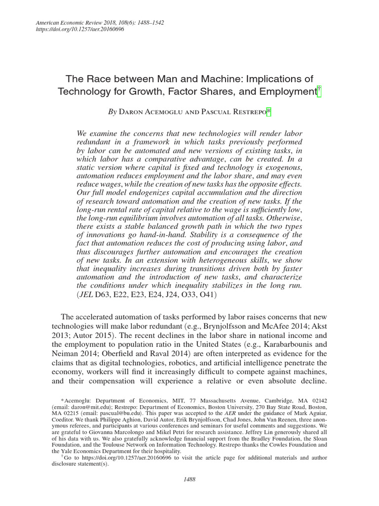 Automation's Impact on Low-Skill Labor | PDF | Labour Economics ...