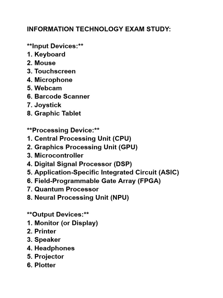 Information Technology Exam Study | PDF | Random Access Memory ...