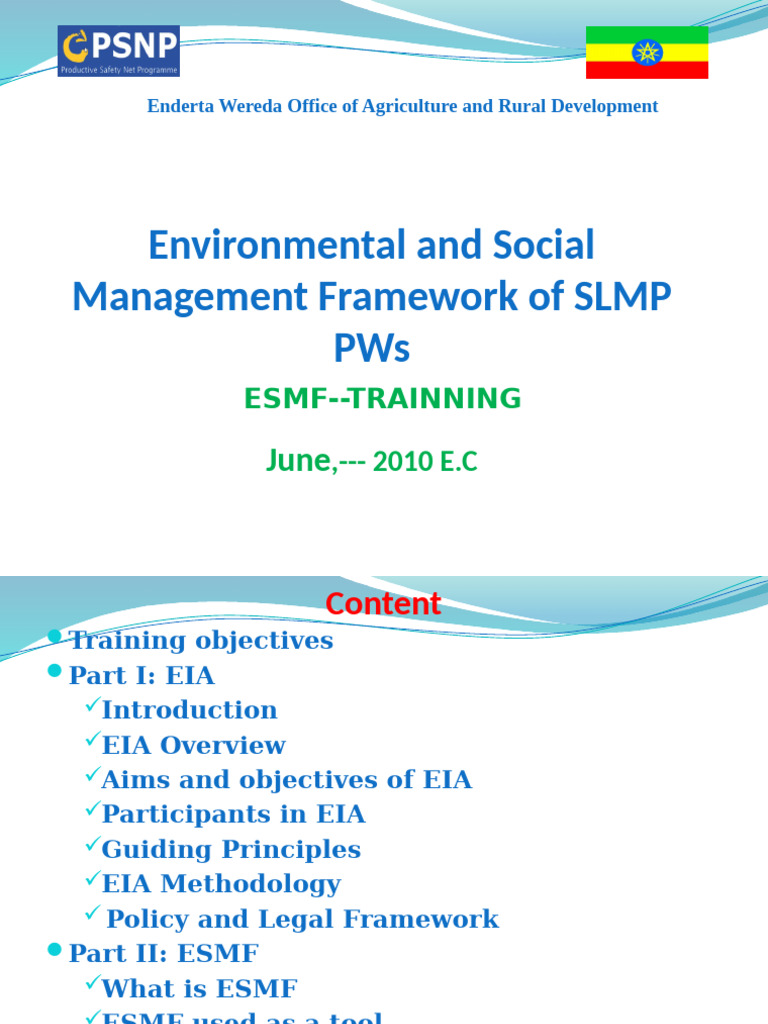 Understanding ESMF in EIA Processes | PDF | Environmental Impact ...