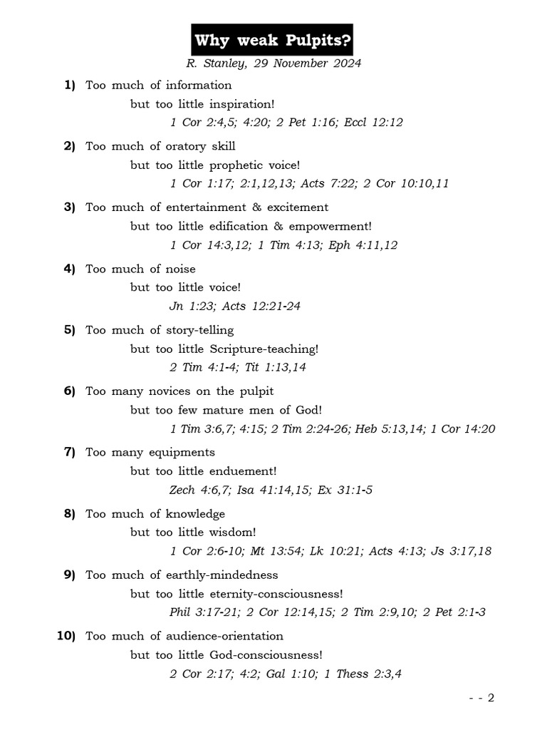 Why Weak Pulpits - Corrected | PDF | Christian Literature | Religious ...