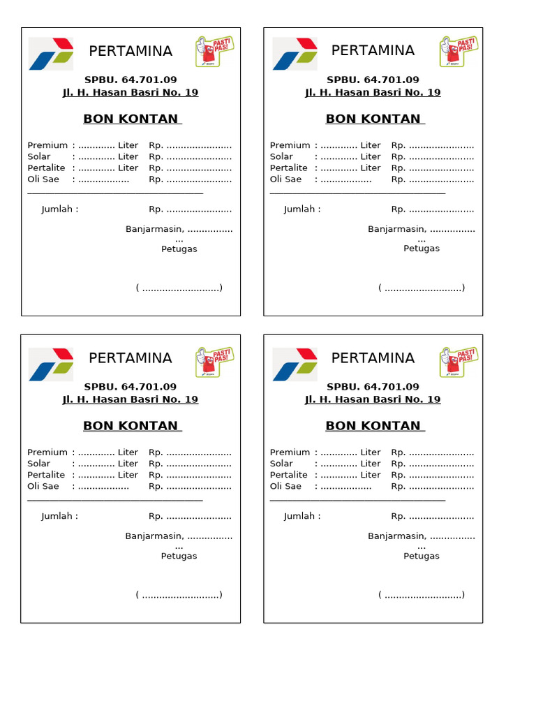 Nota Spbu Kayu Tangi | PDF