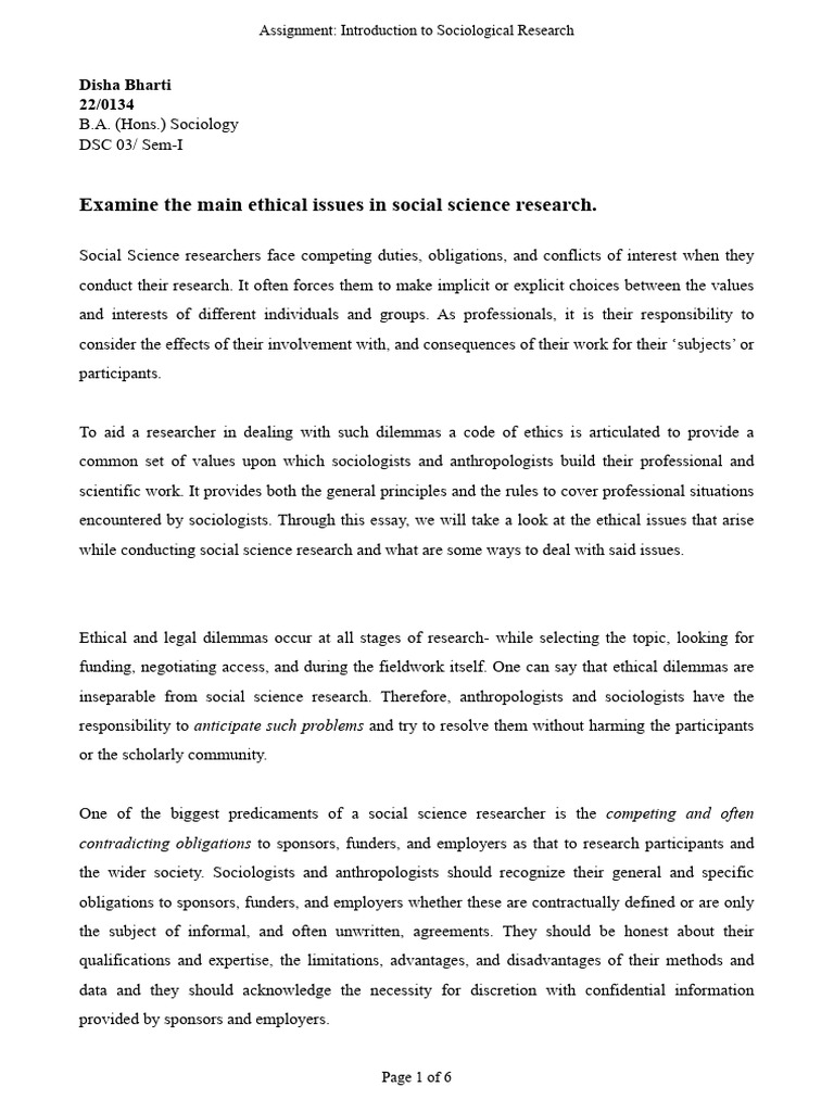 Ethical Issues in Social Science Research | PDF | Privacy | Social Sciences