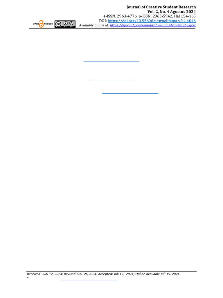 JCSR VOL 2 NO 4 AGUSTUS 2024 Hal 154-165 | PDF