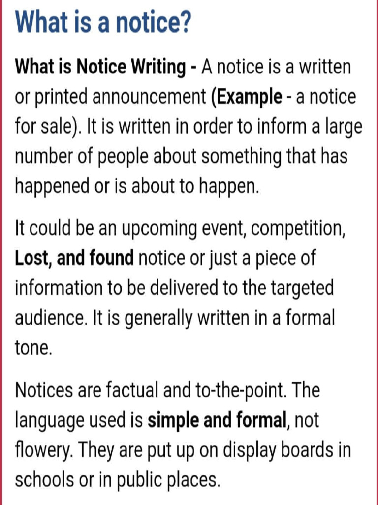 Notice Writing | PDF
