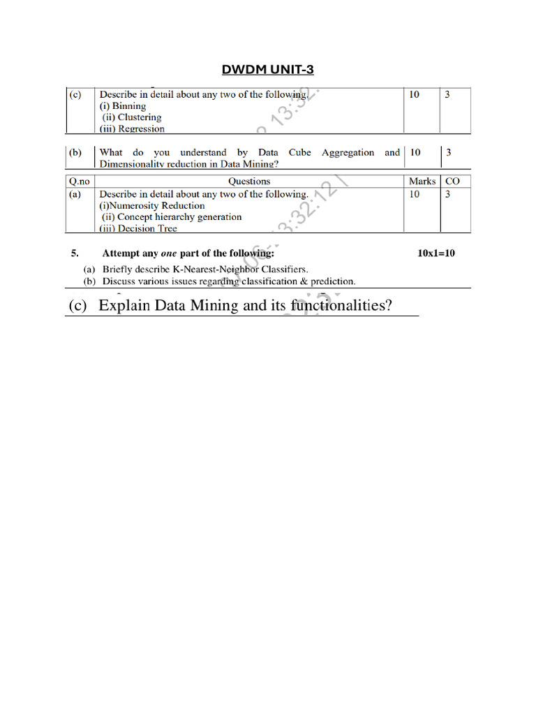 DWDM Unit-3 | PDF | Algorithms | Artificial Intelligence
