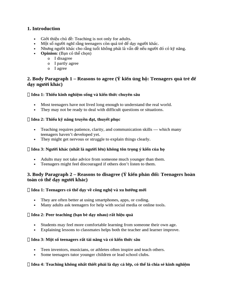 Dàn Bài Essay | PDF