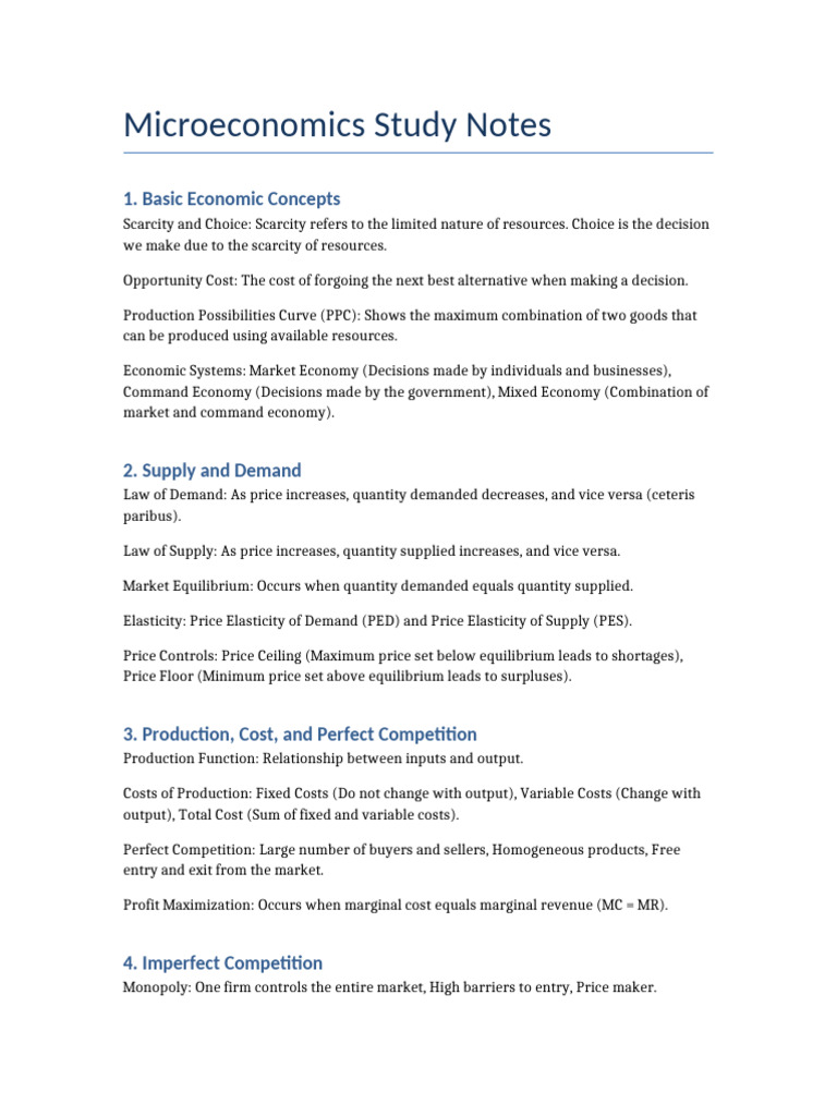 Microeconomics Study Guide and Tips | PDF | Demand | Economic Equilibrium