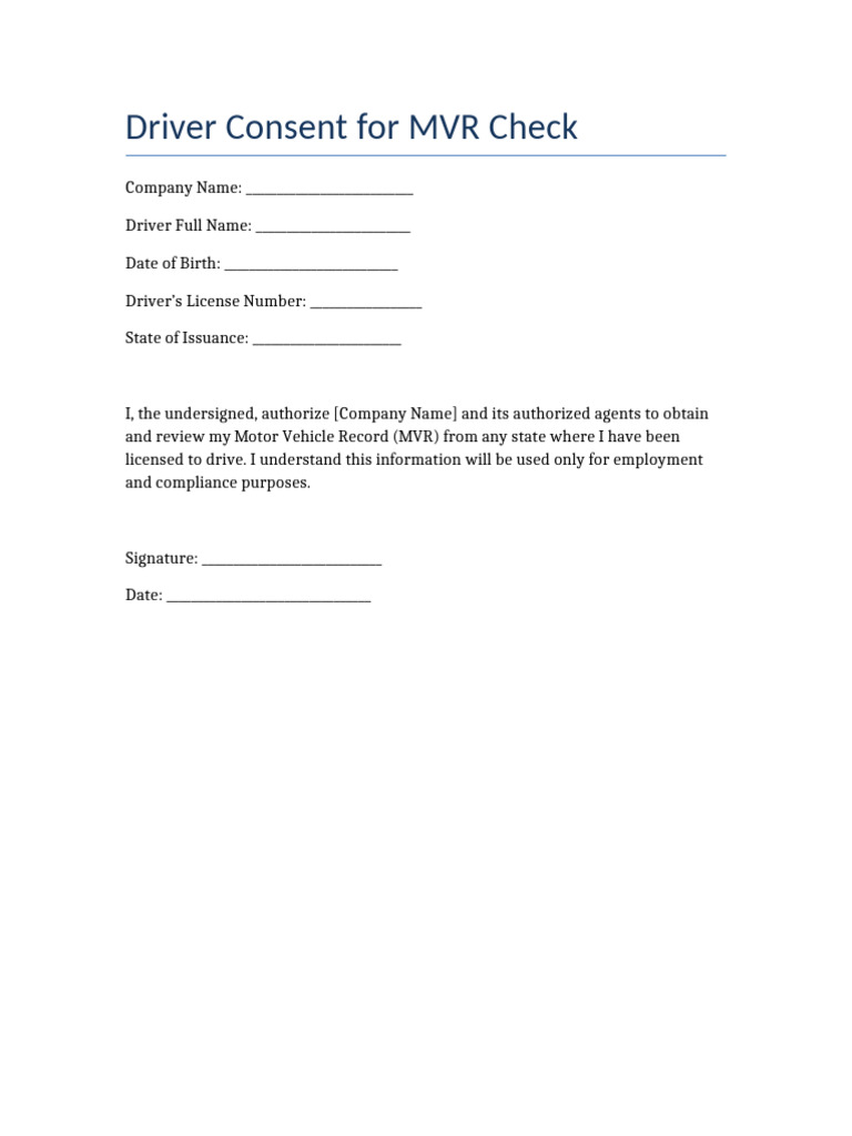MVR Consent Form Template | PDF