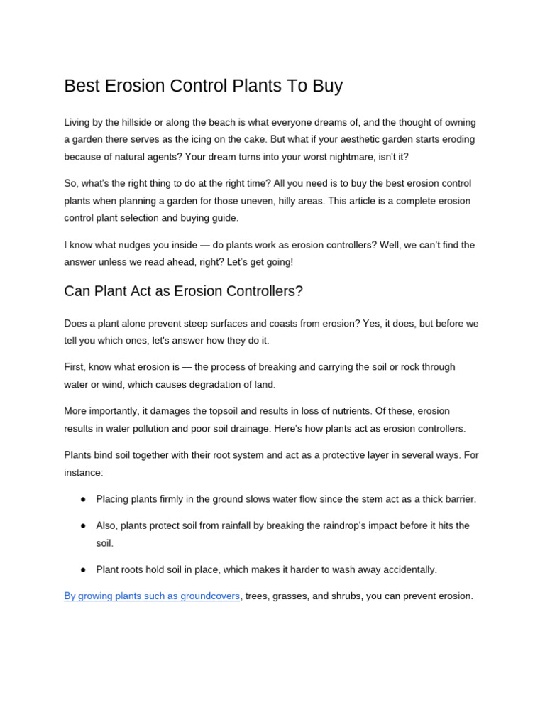 Top Erosion Control Plants Guide | PDF | Erosion | Soil