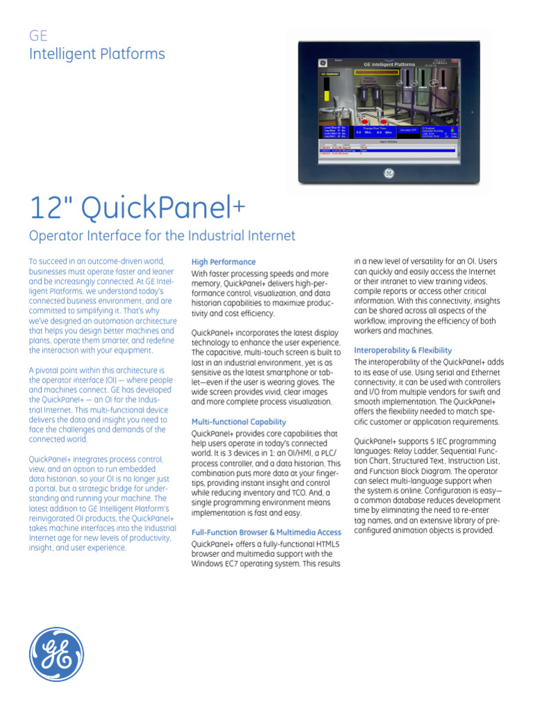QuickPanel+: GE's Smart Operator Interface | PDF | User Interface ...