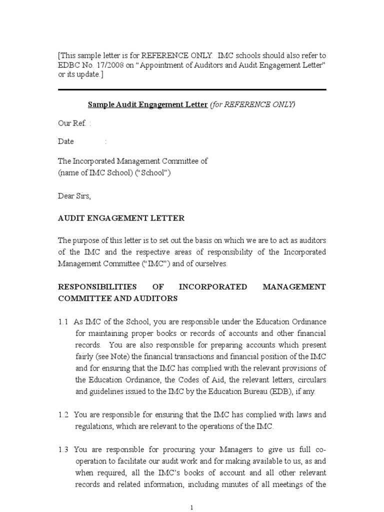 Sample Audit Engagement Letter Template | PDF | Audit | Accounting