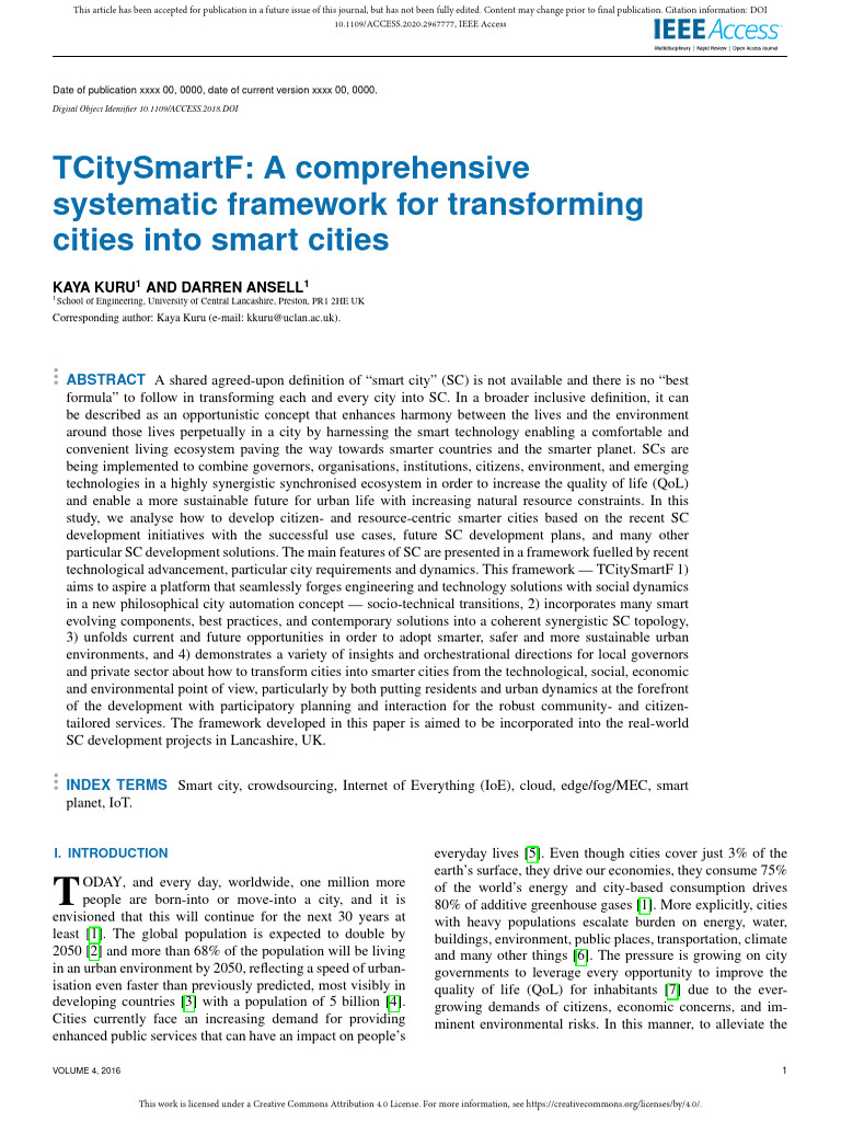 TCitySmartF: Framework for Smart Cities | PDF | Internet Of Things