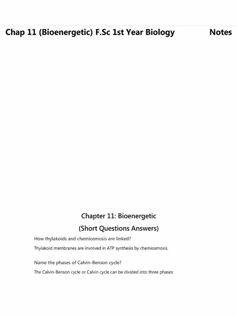Chapter 11 Biology Notes 11th Class Short Pdf