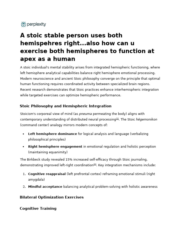 Enhancing Hemispheric Integration through Stoicism | PDF | Stoicism ...