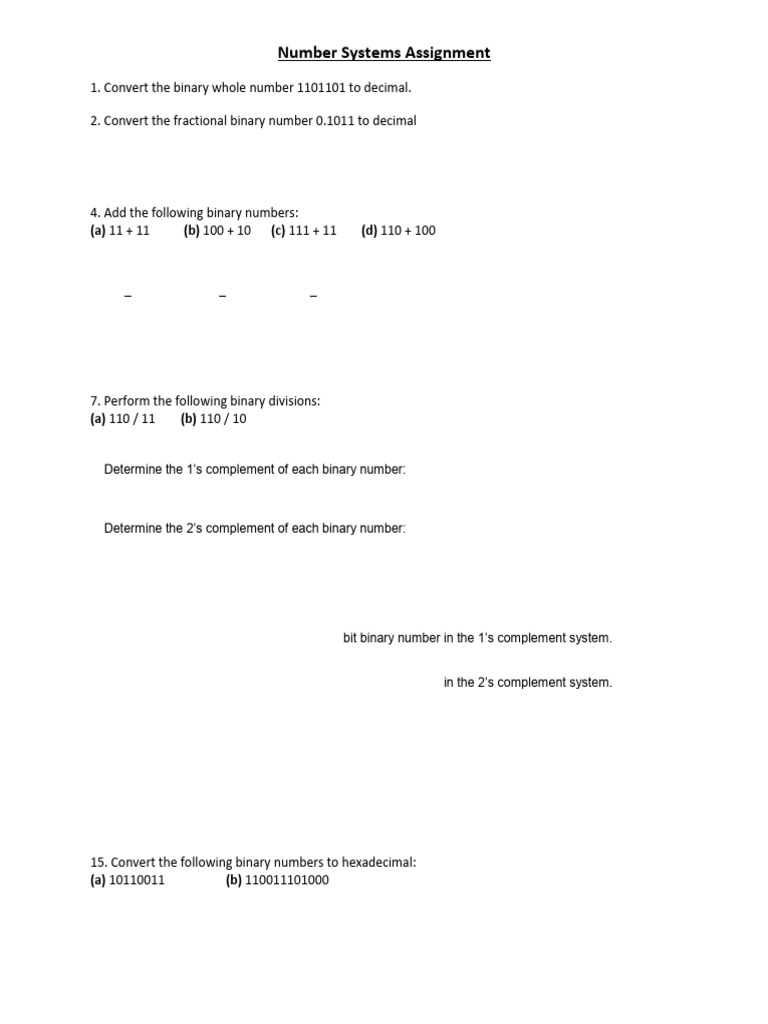 Number Systems Assignment: (A) (B) (C) (D) | PDF | Theory Of ...